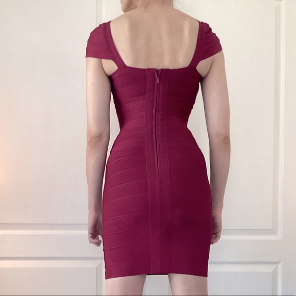 Herve Leger Contour Bandage Dress Lipstick Red Size XXS - Picture 2 of 2